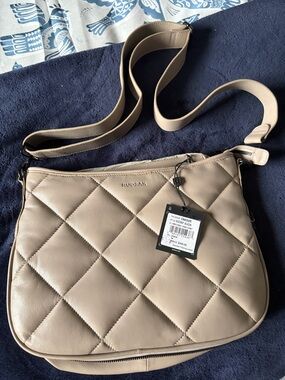 RUDSAK Quilted Leather Crossbody Bag — Taupe